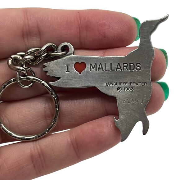 Rawcliffe Pewter I ❤️ MALLARDS Duck Keychain Vintage 1983 P. Davis Collectible - Picture 4 of 13